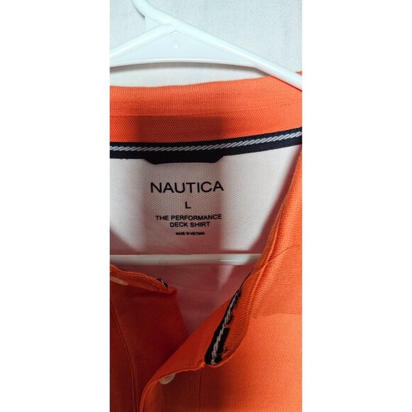 Nautica Polo Shirt Men’s Large Orange Short Sleeve Collared Top New without Tags - Picture 2 of 3
